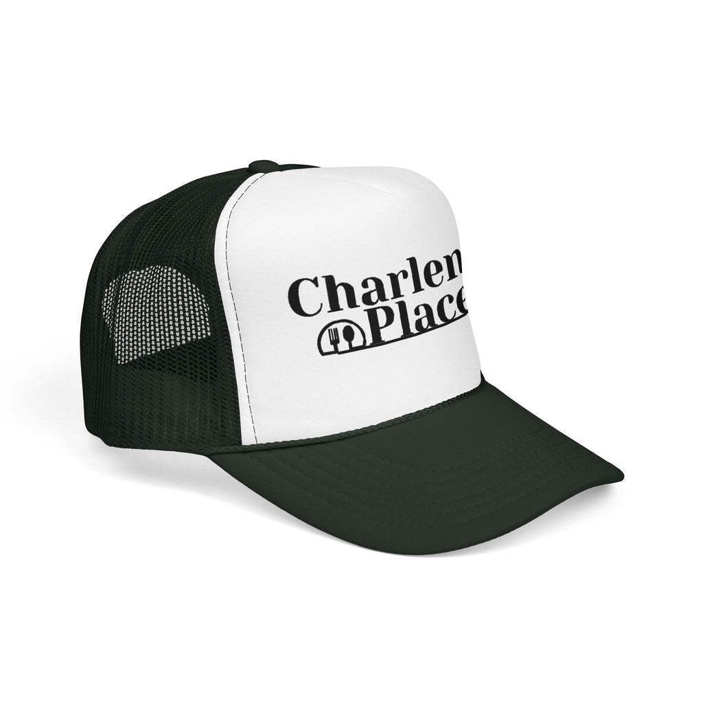 Charlene's Place Embroidered Foam Trucker Hat — Black Logo
