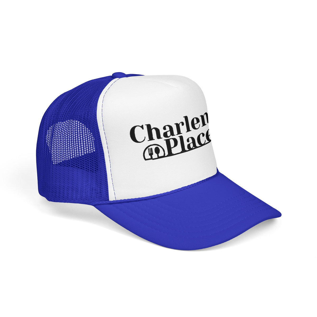 Charlene's Place Embroidered Foam Trucker Hat — Black Logo