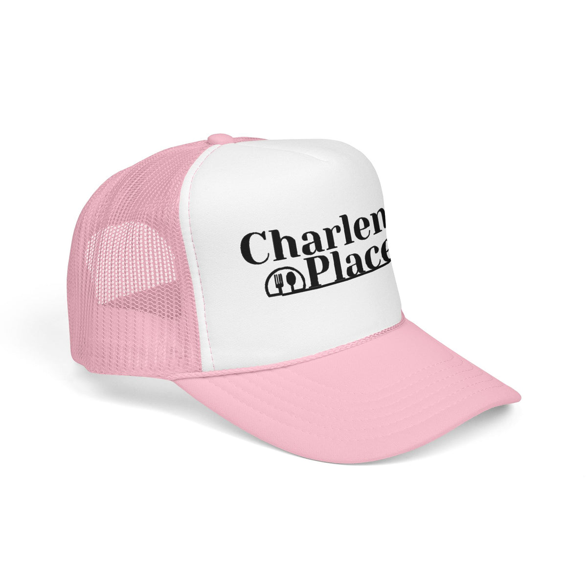 Charlene's Place Embroidered Foam Trucker Hat — Black Logo