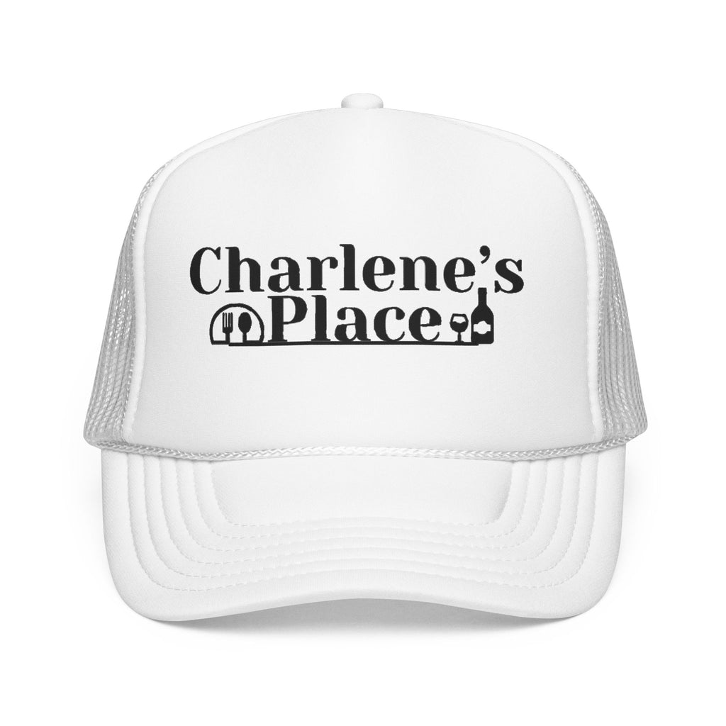 Charlene's Place Embroidered Foam Trucker Hat — Black Logo