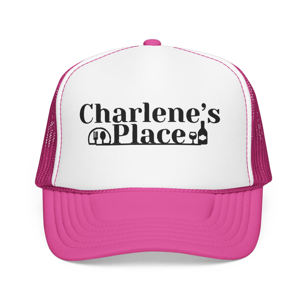 Charlene's Place Embroidered Foam Trucker Hat — Black Logo