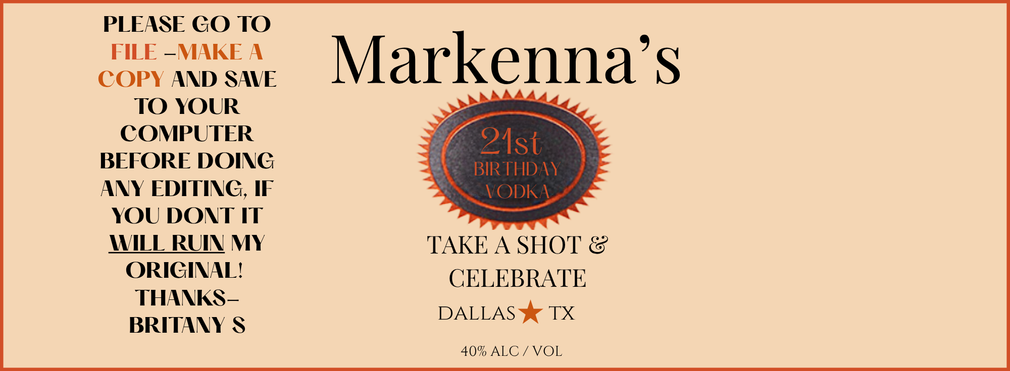 Liquor Labels