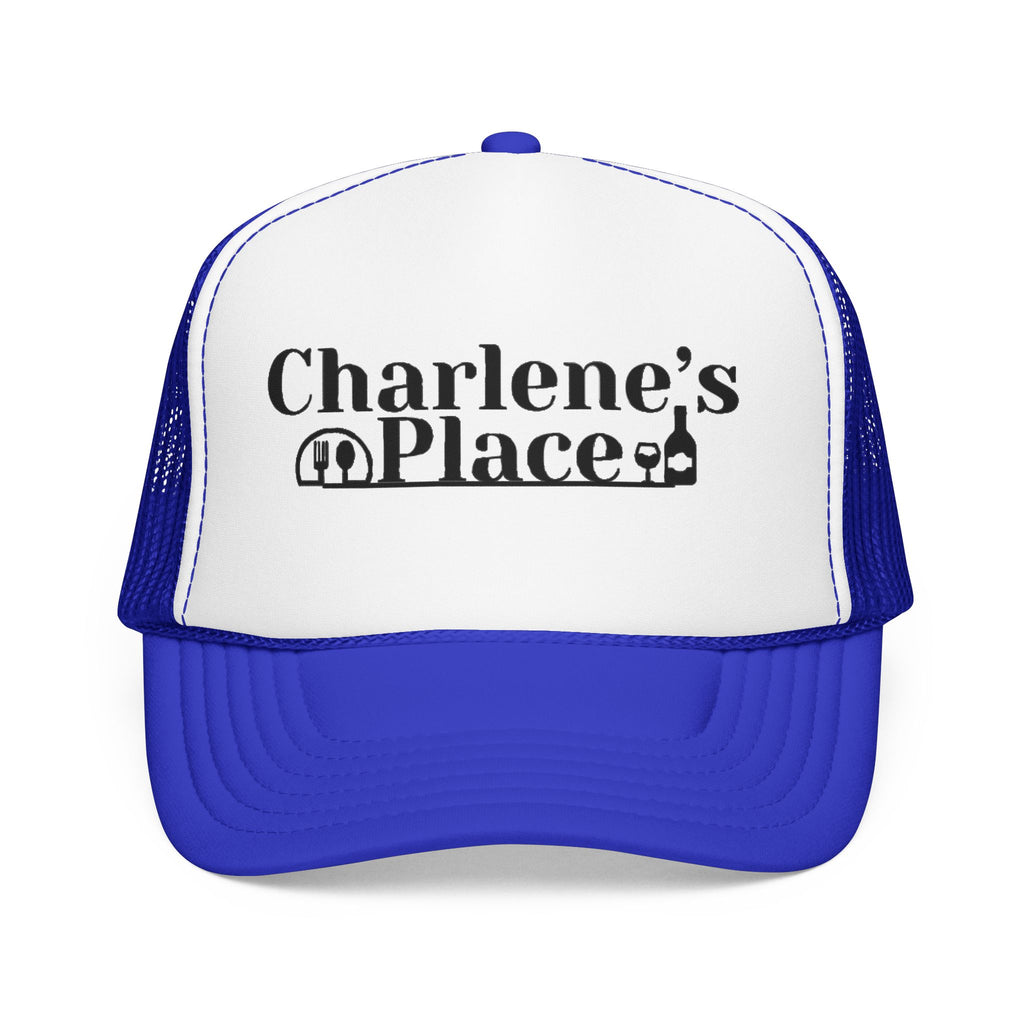 Charlene's Place Embroidered Foam Trucker Hat — Black Logo