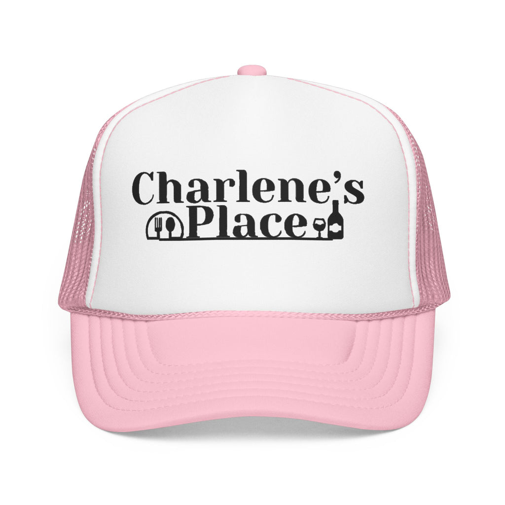 Charlene's Place Embroidered Foam Trucker Hat — Black Logo